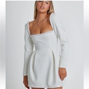 OddMuse in London white mini dress with Pearl detail